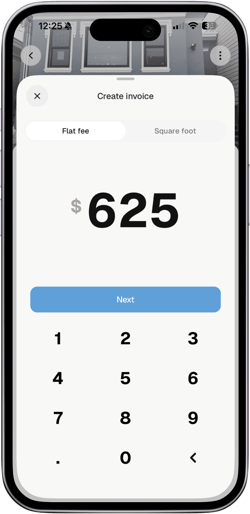 Noma mobile app showing invoice on site